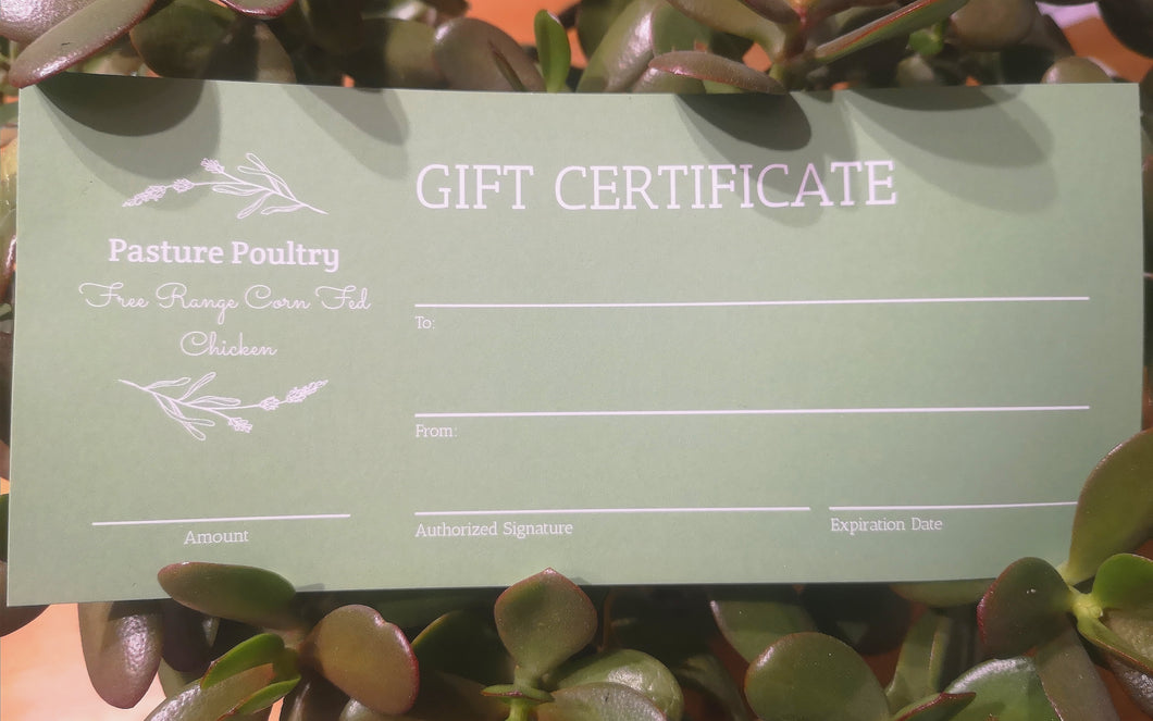 Pasture Poultry Gift Certificate